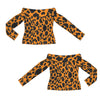 Black Cow Spots Orange Off Shoulder Slim Fit Long Sleeve Top up to 5 XL 4