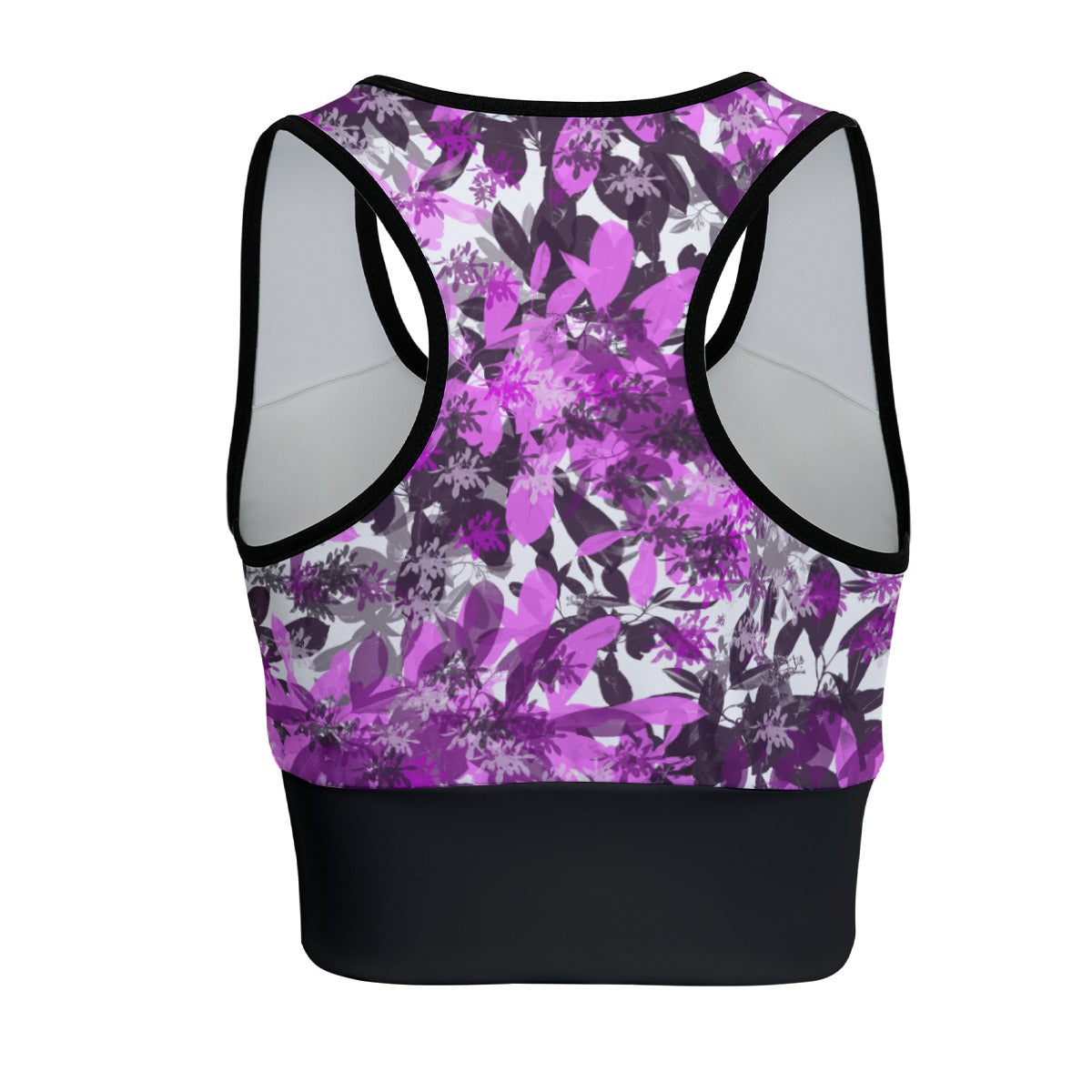 Black & Pink Leaves Sports Top up to 5 XL 2
