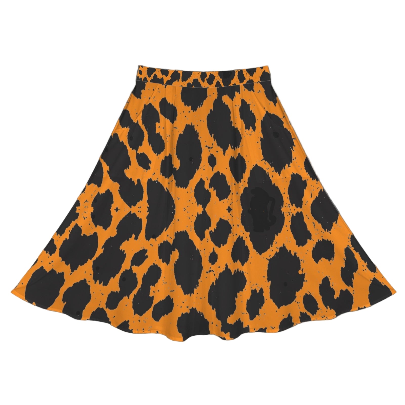 Black Spots Orange Mid Length Skirt with Pockets up to 5 XL (FWS) 4