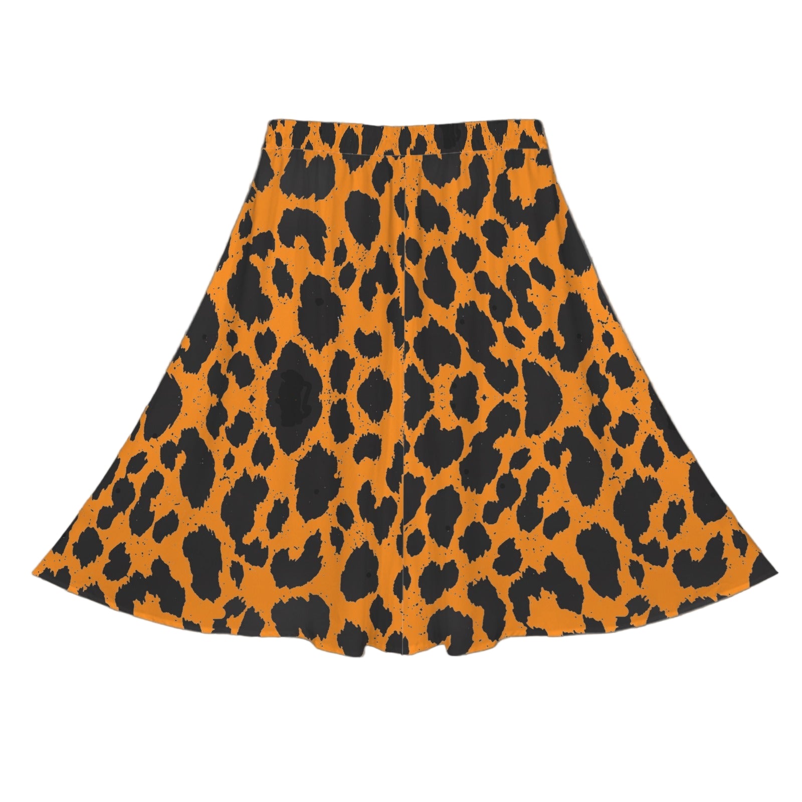 Black Spots Orange Mid Length Skirt with Pockets up to 5 XL (FWS) 5