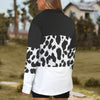 Black & White Cow Stripes Zip Neck Long Sleeve Top up to 5 XL 3