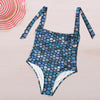 Black and Blue Stained Glass Women's Ruched Halter Neck Swimsuit up to 5 XL (FWS) 5