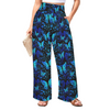 Blue Butterflies High Elastic Waist Pants with Wide Legs up to 5 XL white