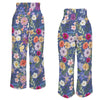 Blue Colourful Floral High Elastic Waist Pants with Wide Legs up to 5 XL 4