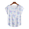 Blue Frangipanis Curved Hem Top Large to 5 XL (FWS) 1
