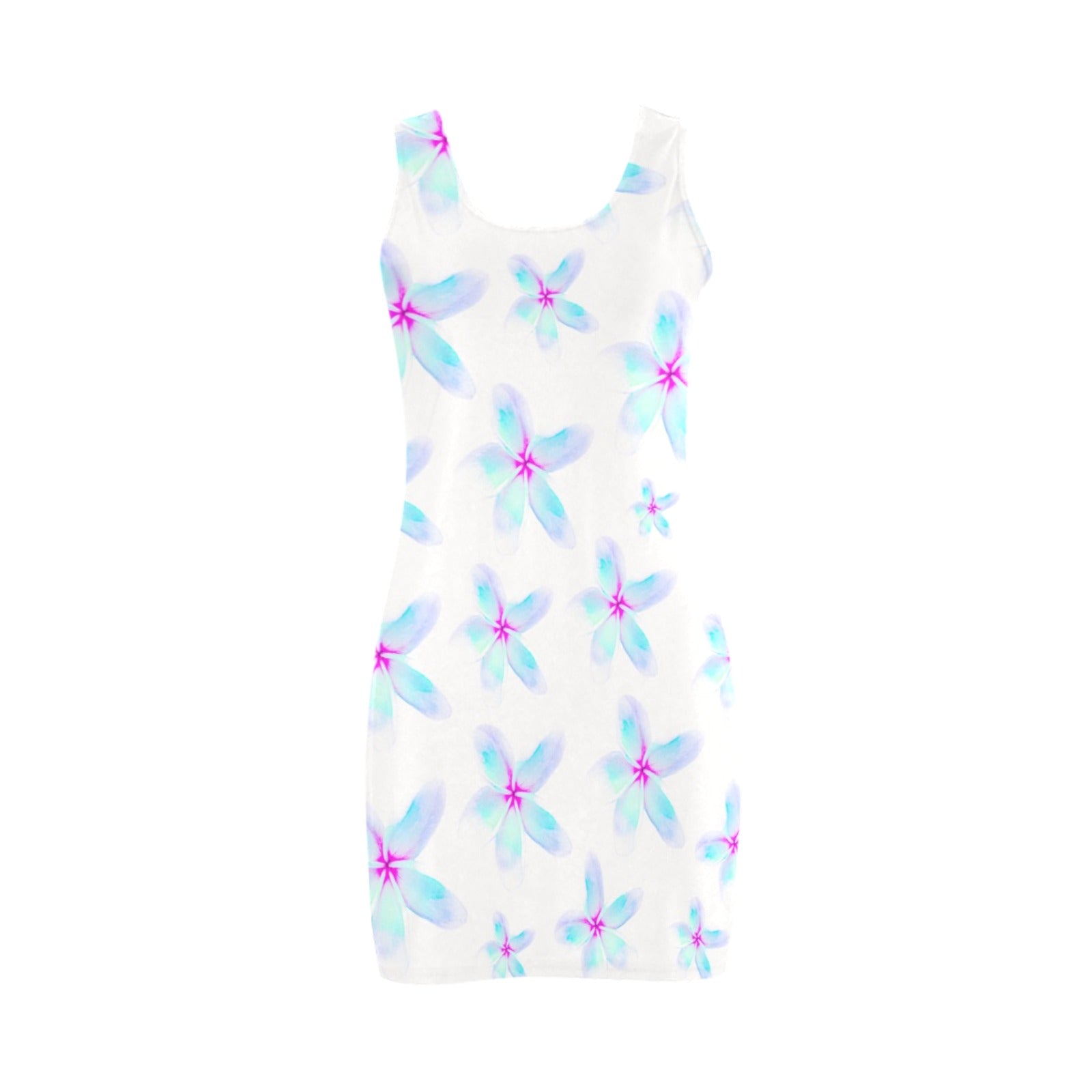 Blue Frangipanis Sleeveless Tank Dress up to 5 XL (FWS) 3