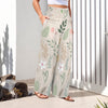 Boho Beige High Elastic Waist Pants with Wide Legs up to 5 XL 2