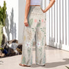 Boho Beige High Elastic Waist Pants with Wide Legs up to 5 XL 3