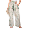 Boho Beige High Elastic Waist Pants with Wide Legs up to 5 XL white