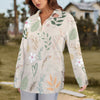 Boho Beige Zip Neck Long Sleeve Top up to 5 XL 3