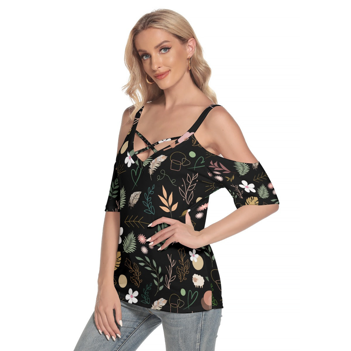 Boho Black Criss Cross Straps Top up to 4 XL (FWS) 3