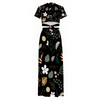 Boho Black Two Piece Outfit V-Neck Top and Long Skirt Set up to 4 XL (FWS) 4