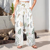 Boho White High Elastic Waist Pants with Wide Legs up to 5 XL 1