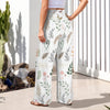 Boho White High Elastic Waist Pants with Wide Legs up to 5 XL 3