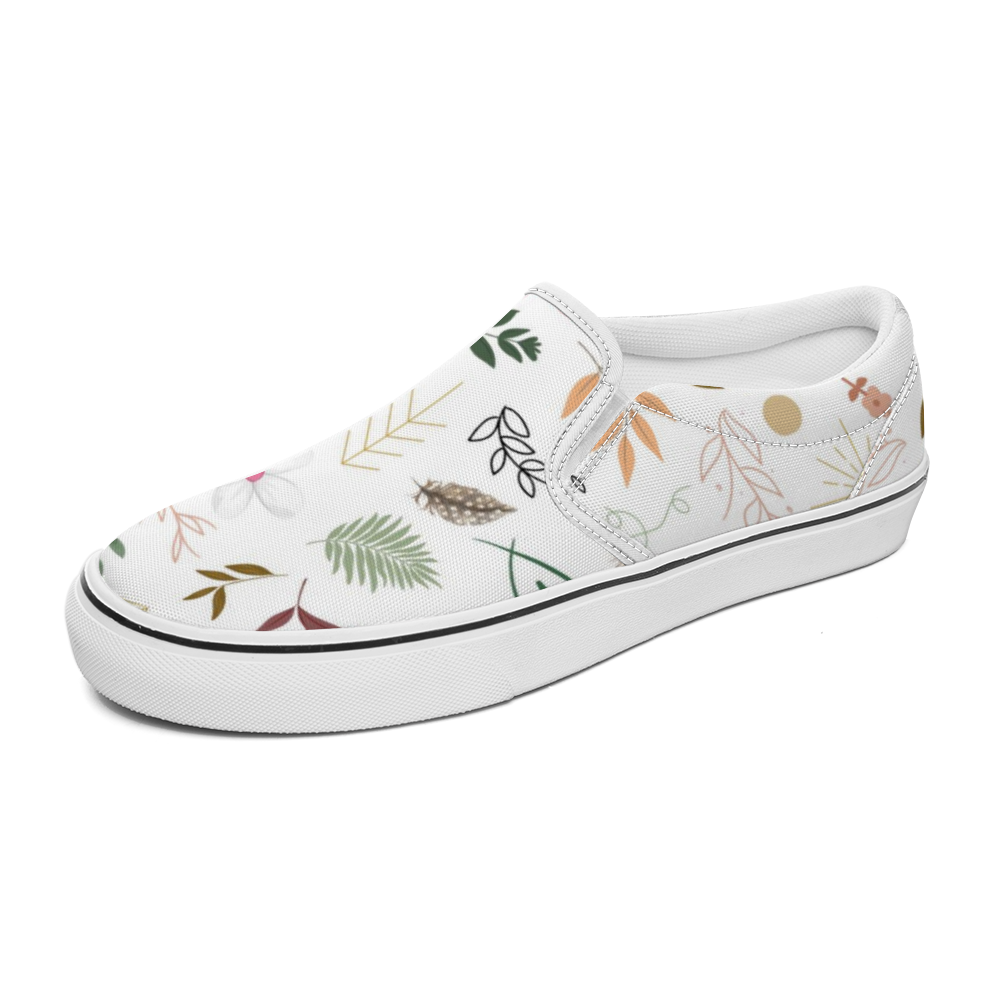 Boho White Slip-On Canvas Unisex Shoes 3