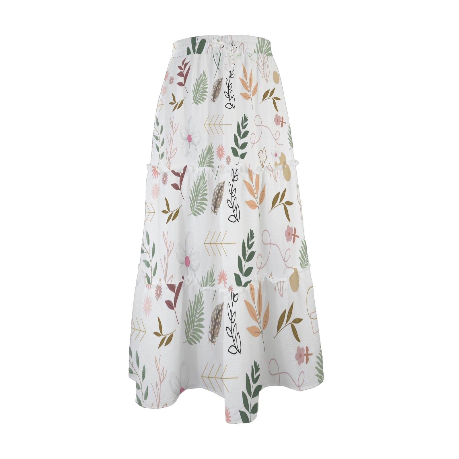 Boho White Three Tier Long Skirt up to 5 XL (FWS) 4