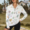 Boho White Zip Neck Long Sleeve Top up to 5 XL 1