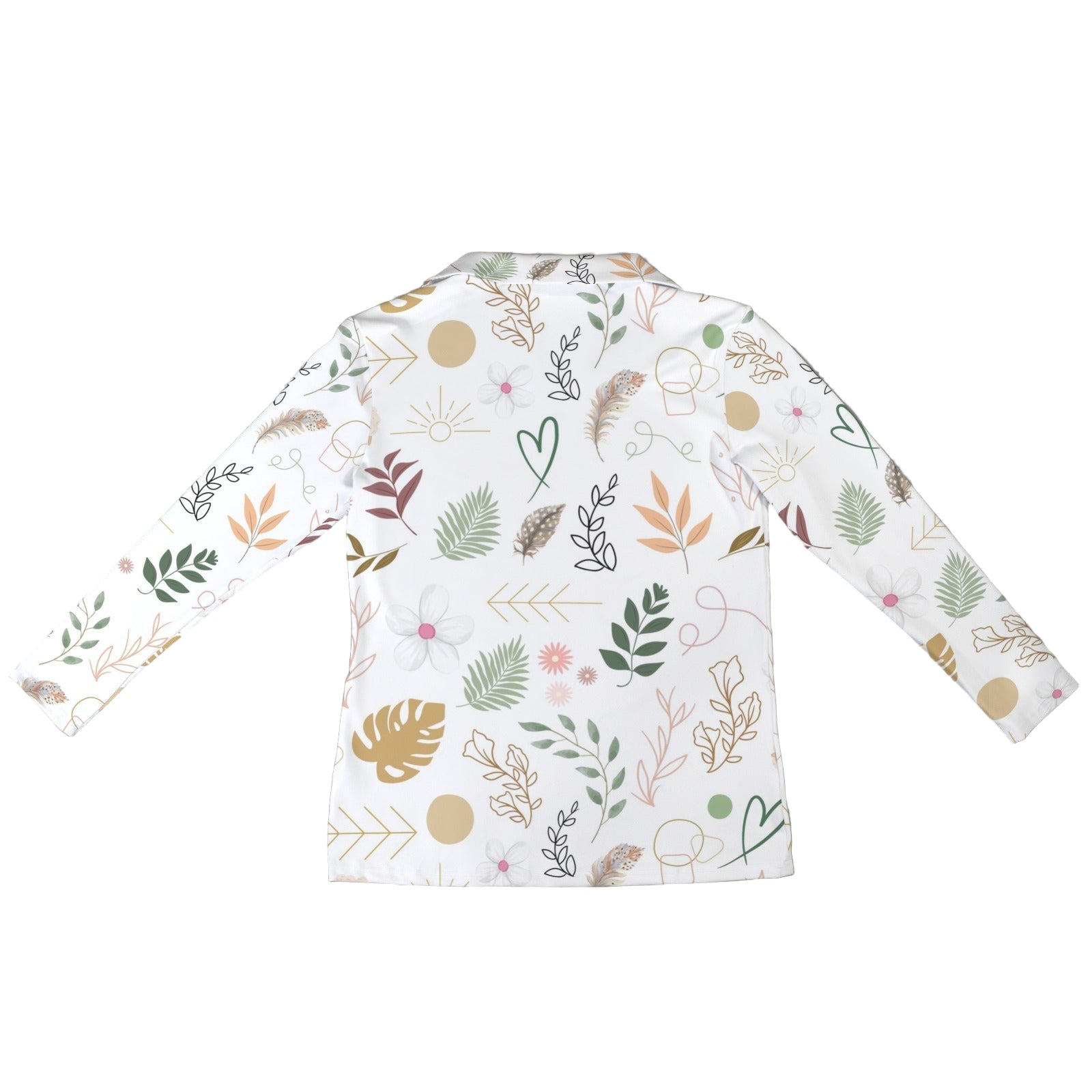 Boho White Zip Neck Long Sleeve Top up to 5 XL 5