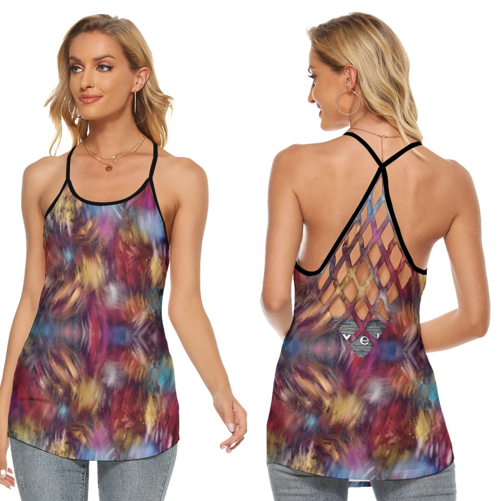 Burgundy Colours Criss-Cross Open Back Tank Top up to 5 XL (FWS)