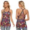 Burgundy Colours Criss-Cross Open Back Tank Top up to 5 XL (FWS)