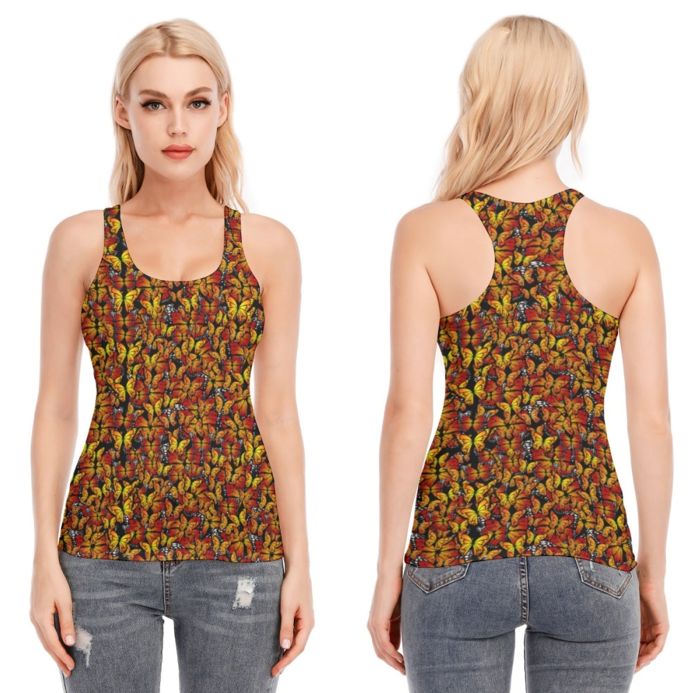 Butterflies Orange Racerback Tank Top | 190GSM Cotton up to 3 XL (FWS)