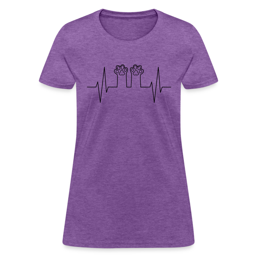 Cat Paws Cotton T-Shirt - purple heather