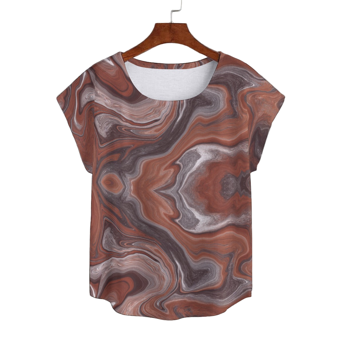 Choc Swirl Curved Hem Top Large to 5 XL (FWS) 1
