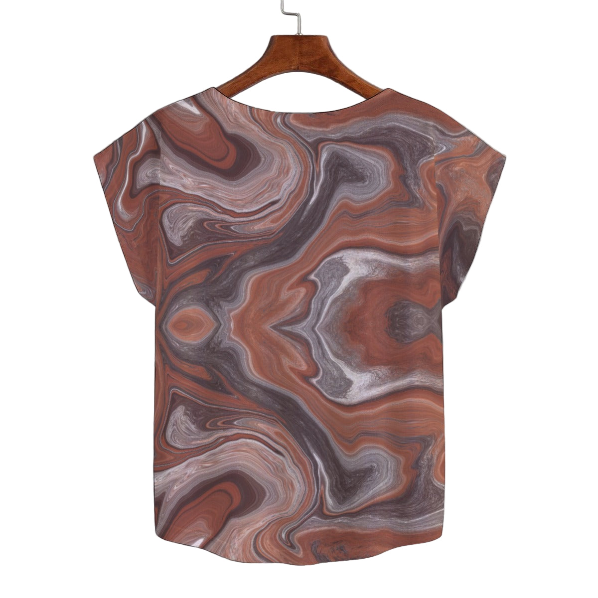 Choc Swirl Curved Hem Top Large to 5 XL (FWS 2