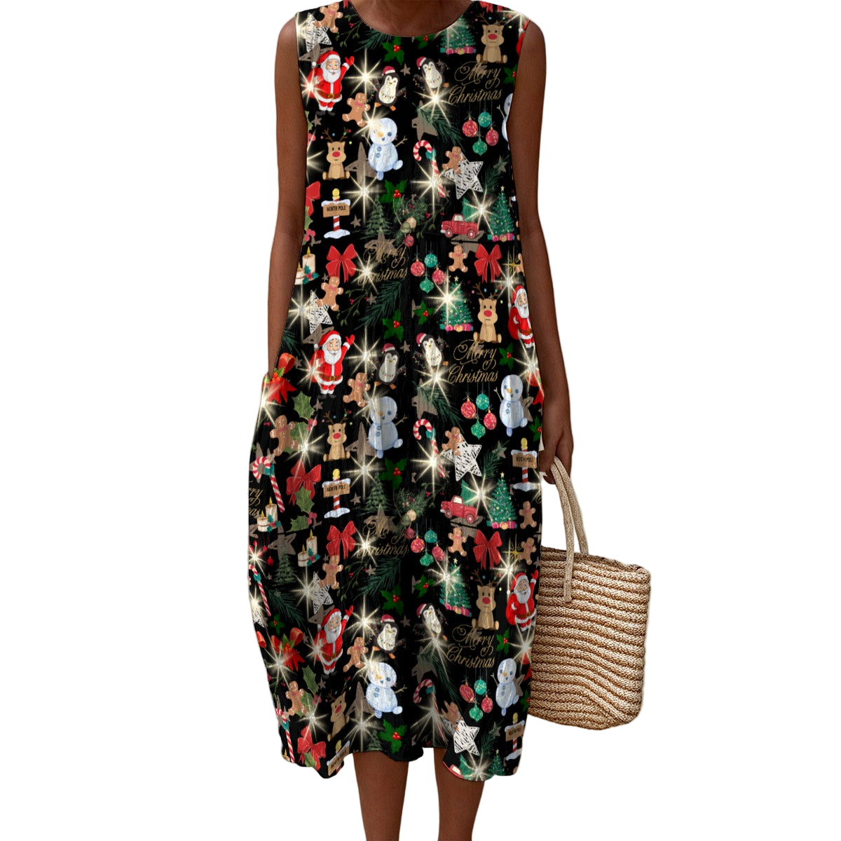 Christmas_Black_Sleeveless_Dress_125GSM_Slub_Cotton_up_to_5_XL_white