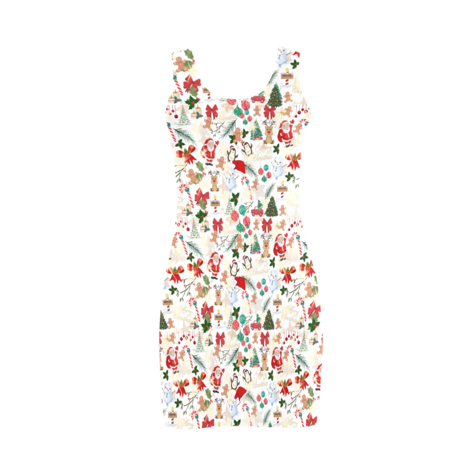 Christmas White Sleeveless Tank Dress up to 5 XL (FWS) 3