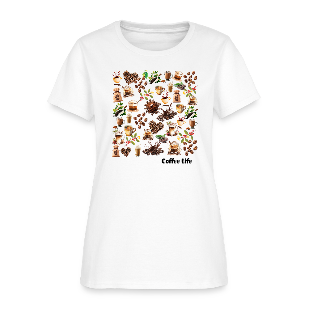 Coffee Life Cotton Tshirt Up to 3 XL - white