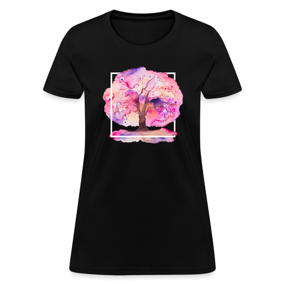 Colourful Tree Cotton T-Shirt up to 3 XL Black