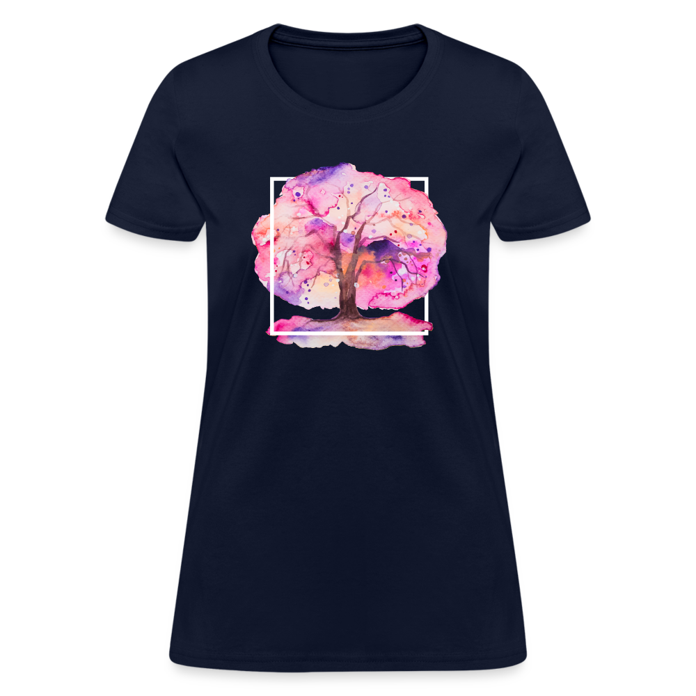 Colourful Tree Cotton T-Shirt up to 3 XL Navy