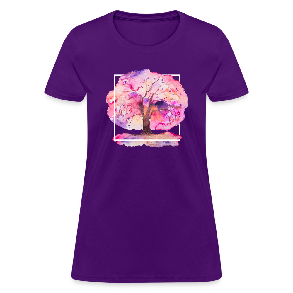 Colourful Tree Cotton T-Shirt up to 3 XL Purple