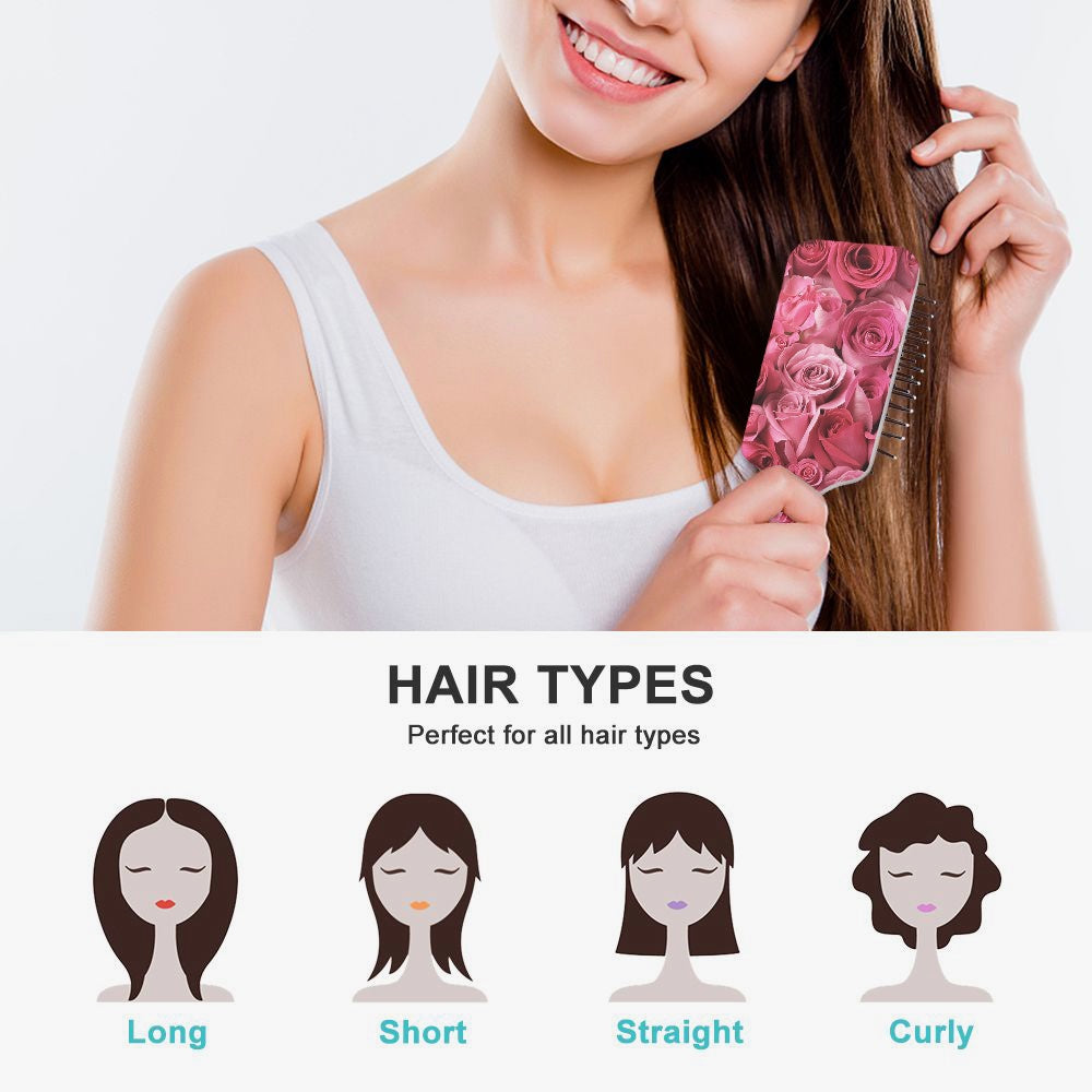 Dark Pink Roses Air Cushion Scalp Massage Brush (FWS) 4