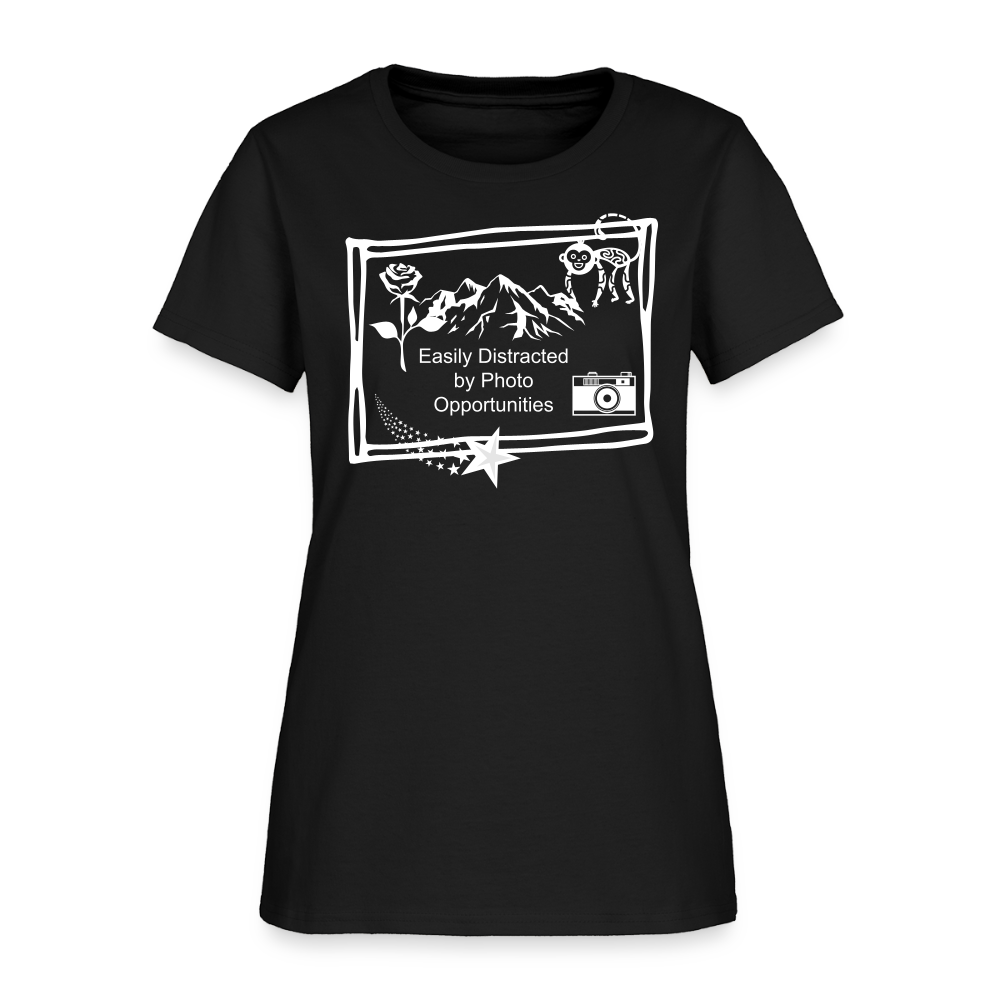 Easily Distracted By Photo Opportunities Cotton T-Shirt - black