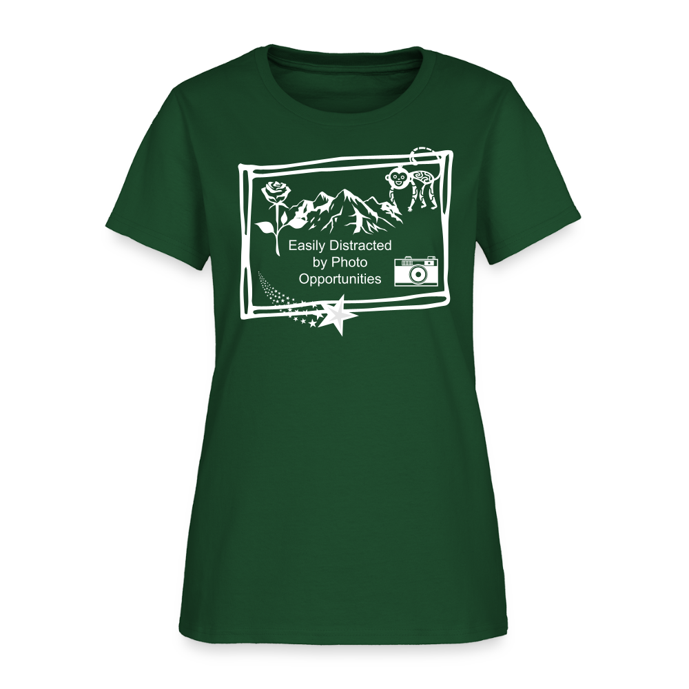 Easily Distracted By Photo Opportunities Cotton T-Shirt - forest green