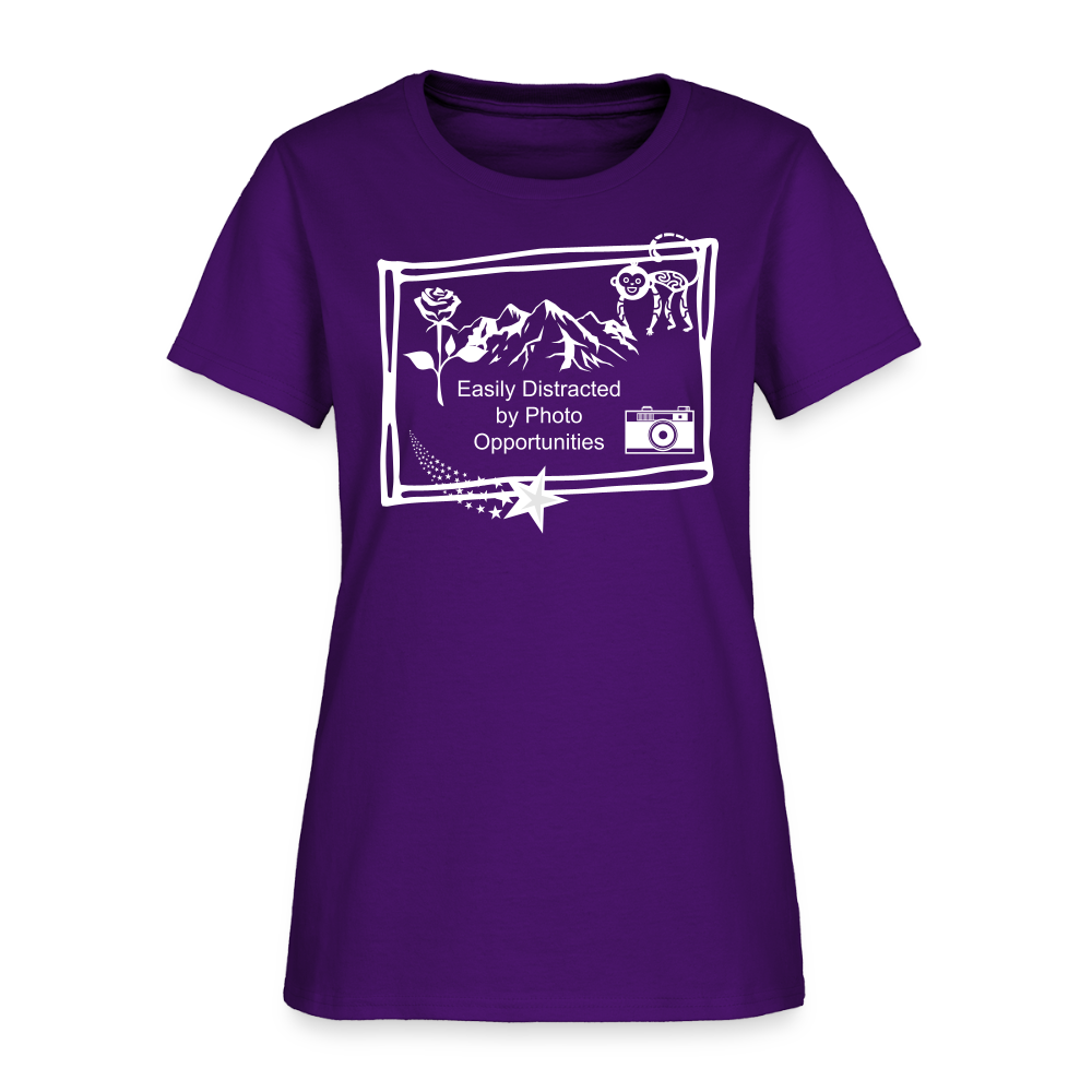 Easily Distracted By Photo Opportunities Cotton T-Shirt - purple