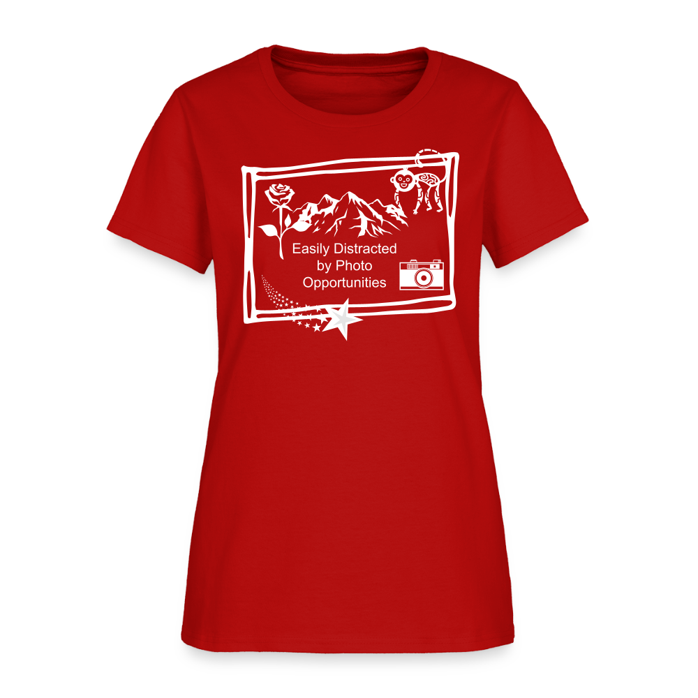 Easily Distracted By Photo Opportunities Cotton T-Shirt - red