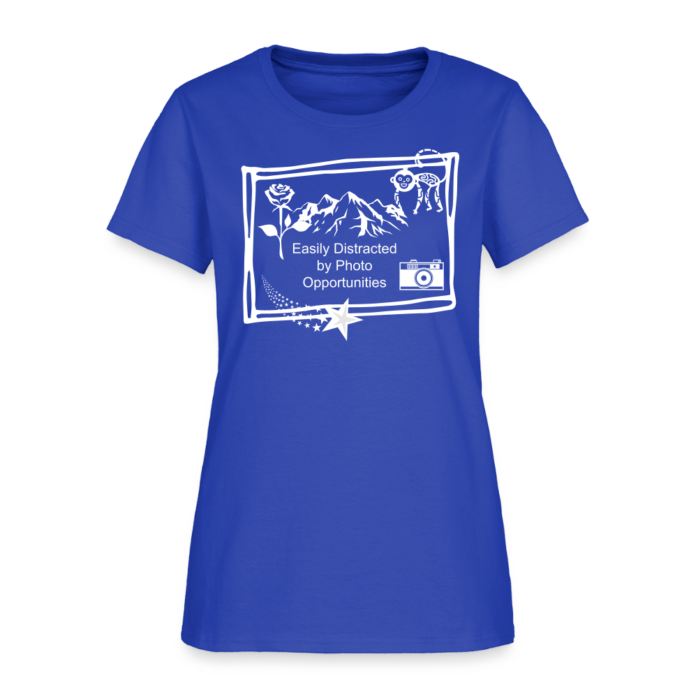 Easily Distracted By Photo Opportunities Cotton T-Shirt - royal blue