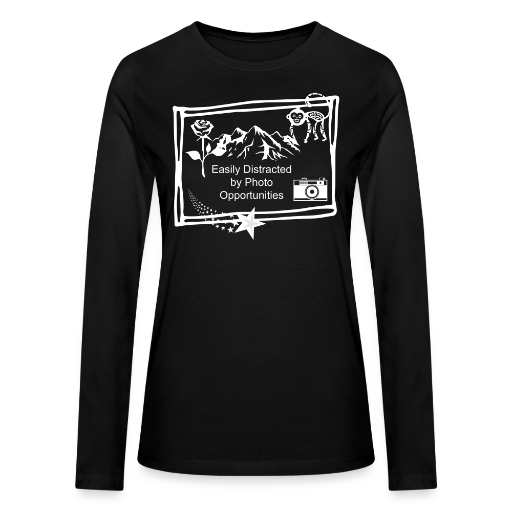 Easily Distracted by Photo Opportunities Long Sleeve T-Shirt - black