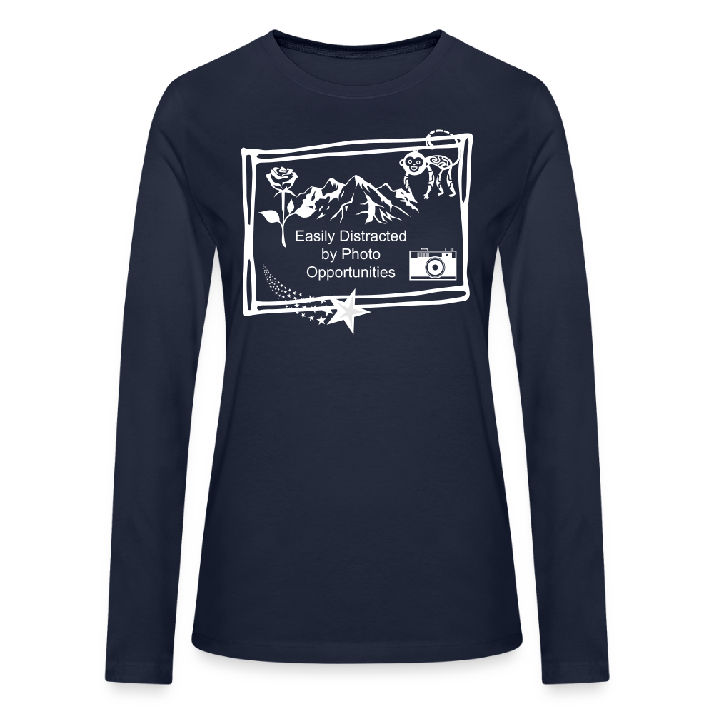 Easily Distracted by Photo Opportunities Long Sleeve T-Shirt - navy
