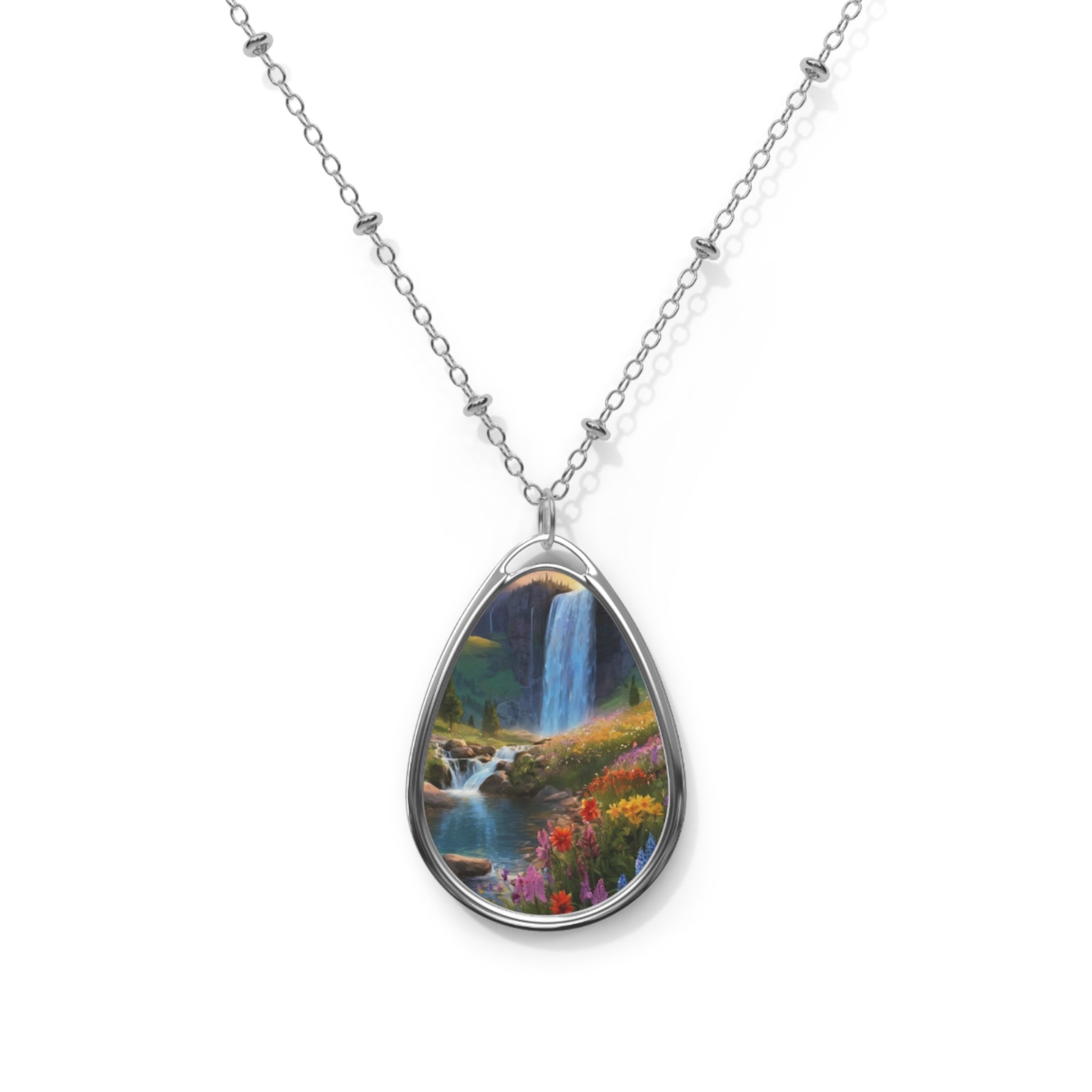 Fantasy Waterfalls Oval Pendant Necklace (FWS) 1