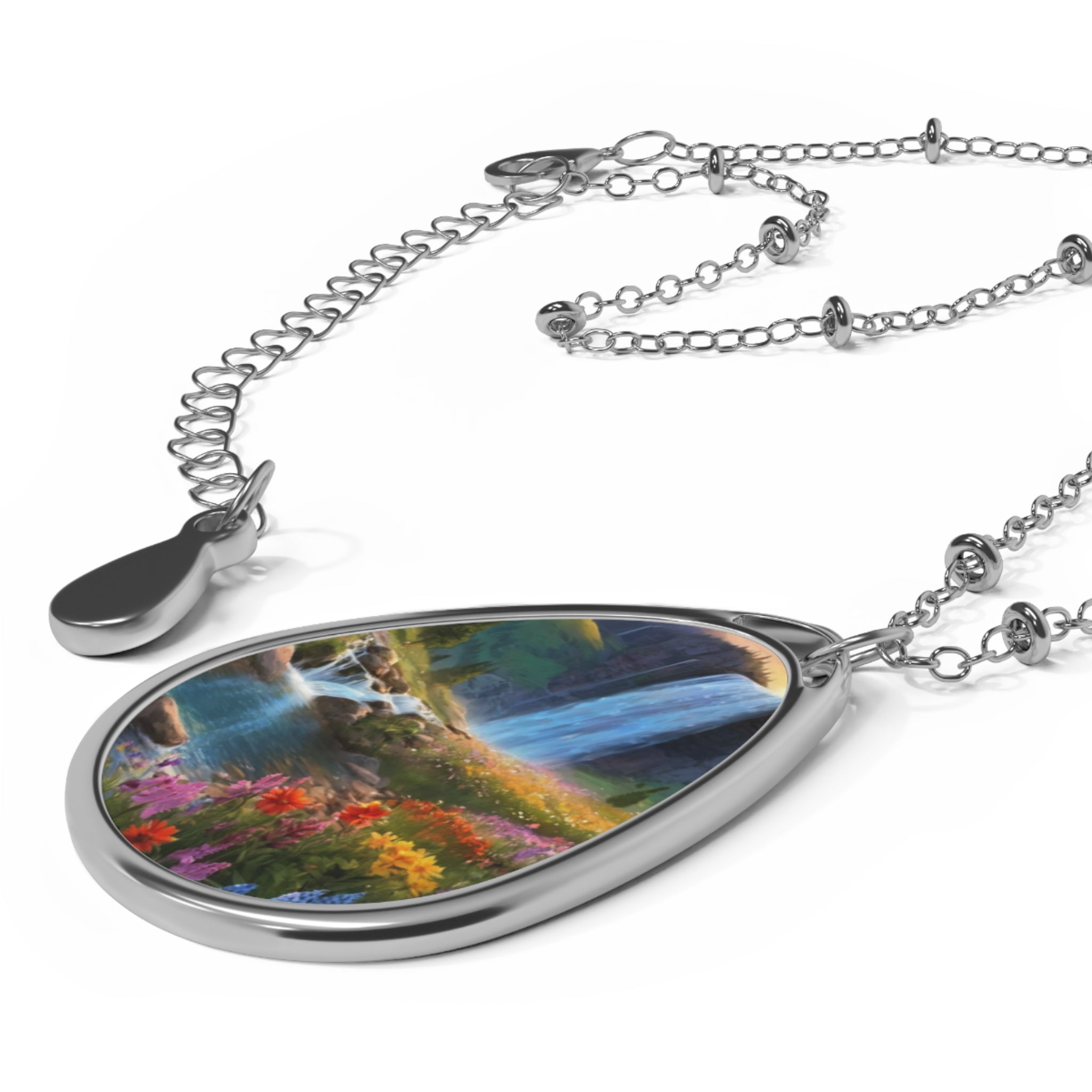 Fantasy Waterfalls Oval Pendant Necklace (FWS) 3