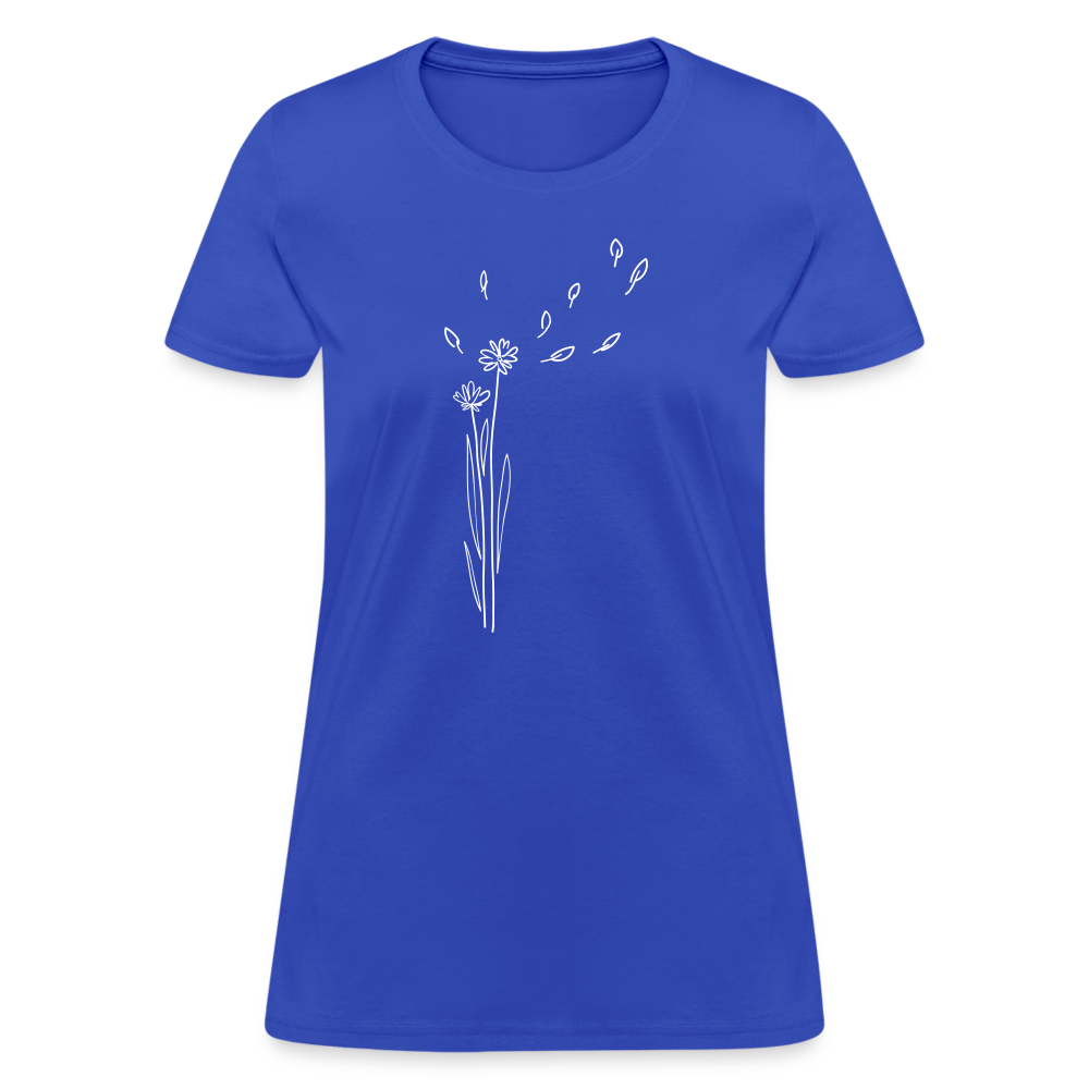 Floating Flowers Cotton T-Shirt up to 3 XL Royal Blue