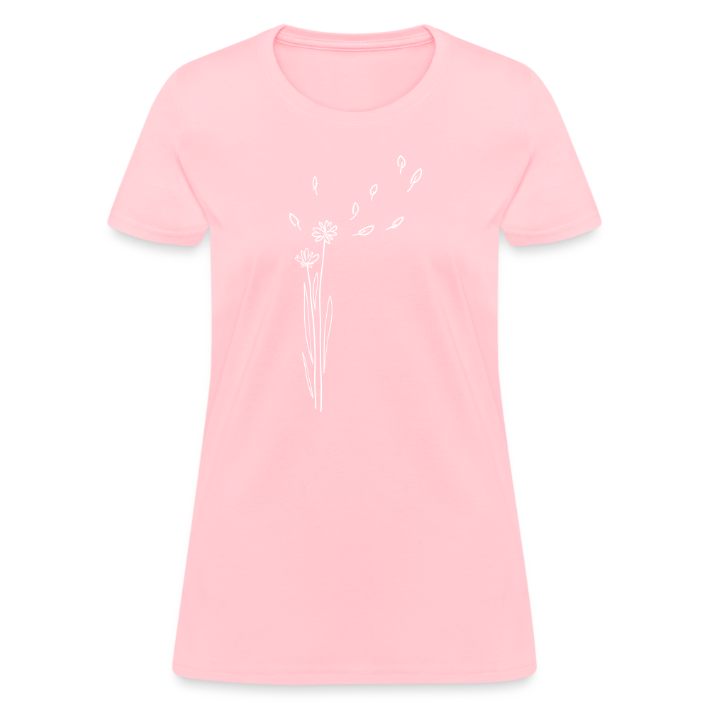 Floating Flowers Cotton T-Shirt up to 3 XL pink