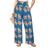 Floral Blue High Elastic Waist Pants with Wide Legs up to 5 XL white 1