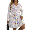 Floral White V-Neck Long Sleeve Dress Large to 5 XL (FWS) 1