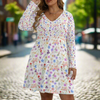 Floral_White_V-Neck_Long_Sleeve_Dress_Large_to_5_XL_FWS_2 background