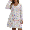 Floral White V-Neck Long Sleeve Dress Large to 5 XL (FWS) 2